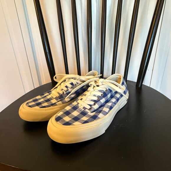 J.crew X Seavees blue gingham canvas sneakers 6 - Picture 3 of 12